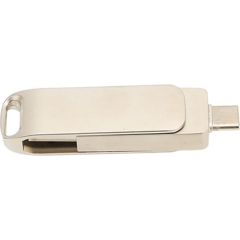 Clé USB 3.0 Type C 2 en 1 en métal, rotative, pour téléphone, tablettes et stockage de photos, argent, 64 Go