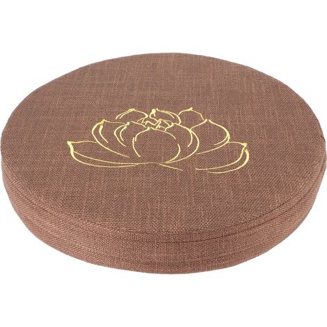 Coussin rond en lin brodé, tapis de yoga en paille épaisse, assise pour balcon, marron