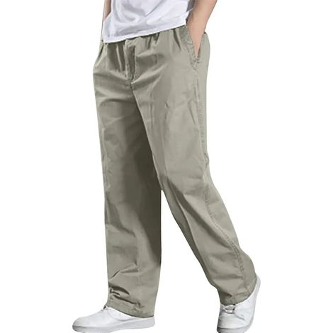 Pantalon cargo homme, coupe droite décontractée, taille ample, léger, sport, travail, poche à rabat, grande taille, confortable, décontracté, respirant, polyvalent, robuste, facile à porter, coupe lar (1/5)