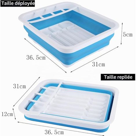 Egouttoir Vaisselle Pliable avec Bec Pivotant Rangement Evier pour Camping Car Accessoires Caravane (1/4)