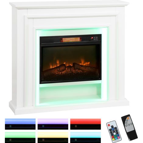 HOMCOM 1800W Inset Electric Fireplace and Mantel Reach up to 30 m², White (1/5)