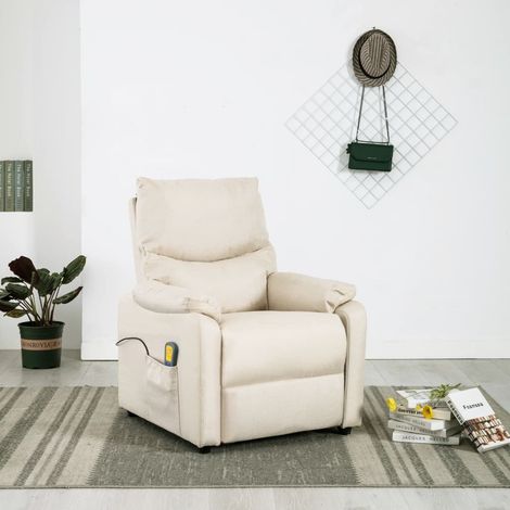 Fauteuil inclinable de massage Crème Tissu 9 (1/5)