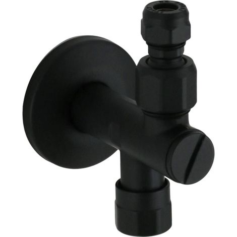 Grifo con filtro bajo fregadero con articulación giratoria y tapón Ø3/8" en negro mate De Borri RV4200/NO  Negro mate (1/2)