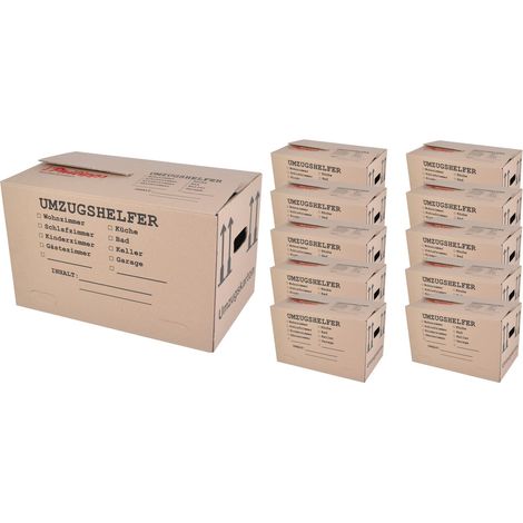 Umzugskarton 10 Stück bedruckt 59x34x35cm Traglast bis 30kg Aufbewahrung Kiste (1/5)
