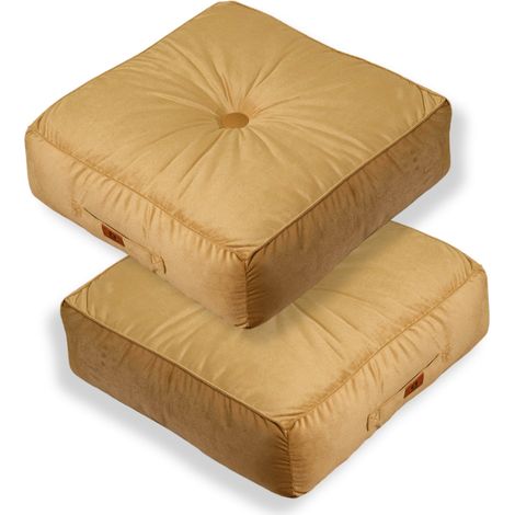Lot de 2 coussins de sol en velours 54 x 54x 18 cm lot de 2 - beige (1/4)