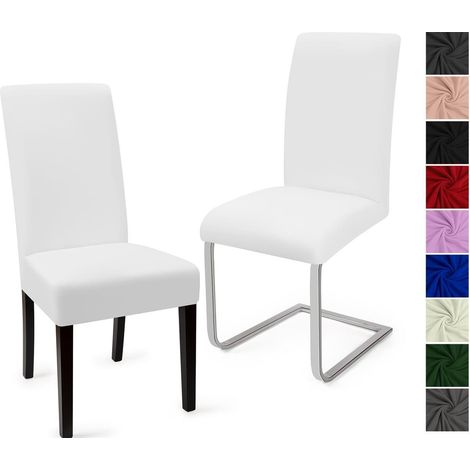 Stuhlhussen 2er Set, Stretch Spannbezüge für Esszimmerstühle, Waschbar, Weiß (1/5)