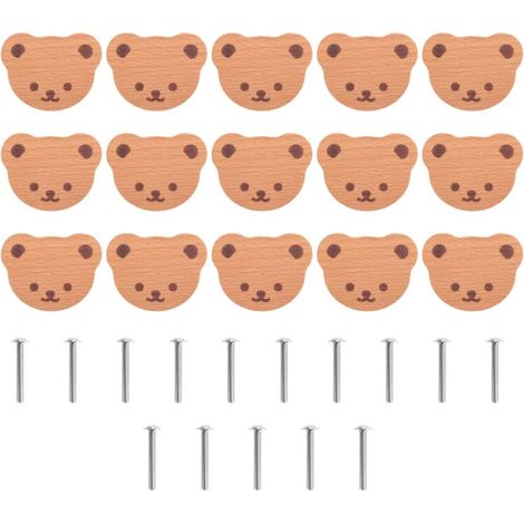 15 Holzmöbelknöpfe, Schubladenknöpfe, Bärenmotiv für Kinderschränke, Kommodenknöpfe, Schubladen, Küche (1/4)