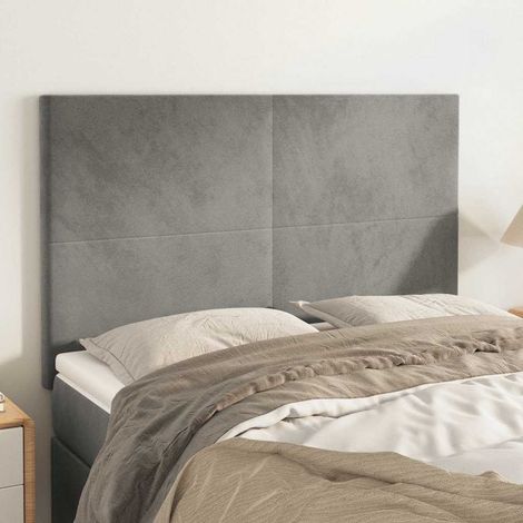 vidaXL Cabecero gris claro 144x5x118/128 cm terciopelo (1/5)