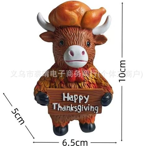 New Christmas Cute and Adorable Highland Bull Decorative Ornament for Home, Patio, and Halloween - A Thanksgiving Little Cow -