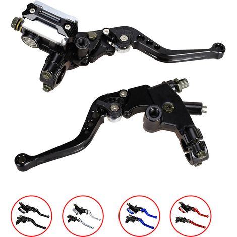 Einstellbarer Kupplungshebel 2 Stück CNC 22 mm Hydraulische Scheibenbremse Oberpumpe Motorradkupplung Handbremshebel Zubehör Bremskupplungshebel und Griff (1/4)