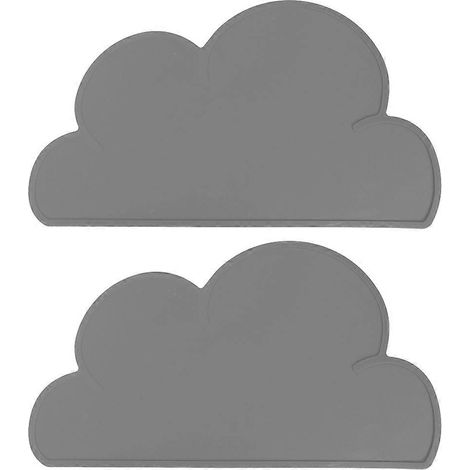 Lot de 2 sets de table en silicone imperméables et isolants thermiques pour enfants, en forme de nuage. (1/5)