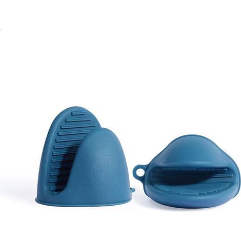 Lot de 2 mini gants de cuisine bleu nordique 11 cm × 8,5 cm, gants de cuisine en silicone antidérapants et résistants à la chaleur pour la cuisson au (1/5)