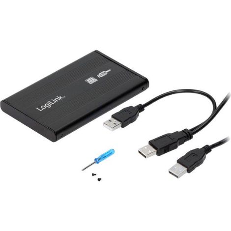 Boîtier pour disque dur SATA 2,5" LogiLink - USB 2.0, aluminium, noir