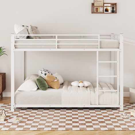 Lits superposés enfant 140x200 en fer robuste, structure classique et durable, facile à nettoyer, couleur blanc (sans Matelas) (1/5)