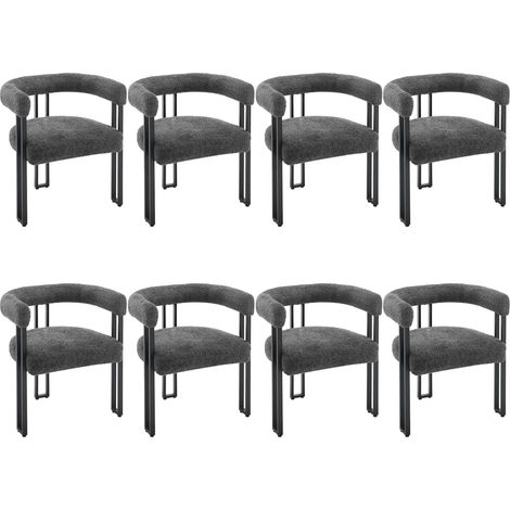 WOLTU Juego de 8 Sillas de Comedor de Chenilla, Sillas de Cocina Modernas Con Patas Metálicas, Sillas Para Sala de Estar, Color Gris Oscuro (1/5)