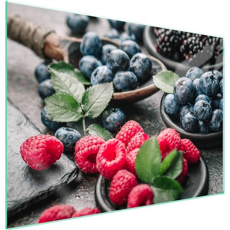 Plaque de protection en verre pour poêle 70x52 Fruits (1/5)