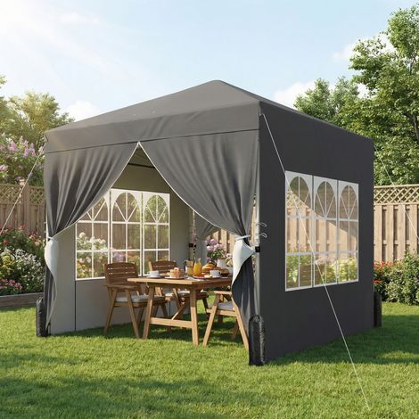 Gazebo da giardino a scomparsa 2,5 x 2,5 m, gazebo pieghevole regolabile in altezza, protezione UV50+, facile da montare, grigio scuro.