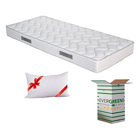 EVERGREENWEB - Materasso Una Piazza e Mezza 120x190 Alto 16 cm in Poliuretano Ortopedico lastra Water Foam Bio con Cuscino Memory Foam Incluso Rivestimento Morbido Bianco Anallergico per Reti o Letti (1/2)
