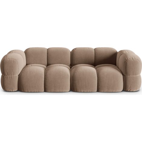 Canapé 4 places en velours beige foncé (1/5)