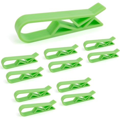 Lot de 10 pinces vertes pour sacs poubelle, clips antidérapants pour poubelle. (1/5)