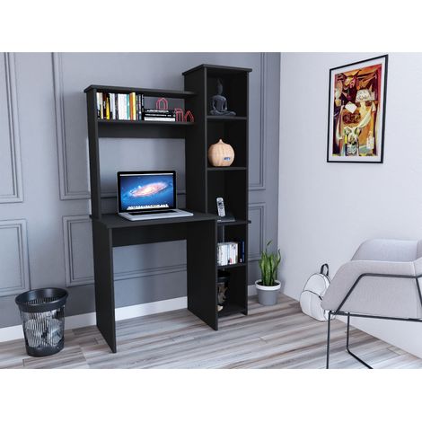 Table à écrire Versailles, avec bibliothèque 162,5 CM L X 98,5 CM H X 45,3 CM P Noir (1/3)