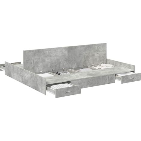 Maison Exclusive - Aufbewahrungsbettgestell Beton Grau 180 x 200