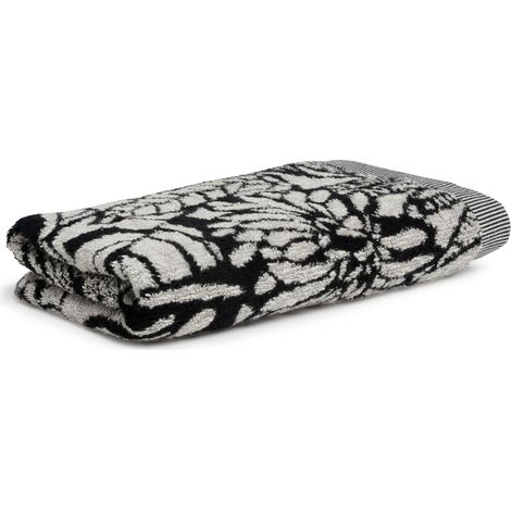 Drap de Douche 85% Coton, 10% Viscose, 5% Lin, Beige Nature/Noir, 80 x 150 cm (1/5)