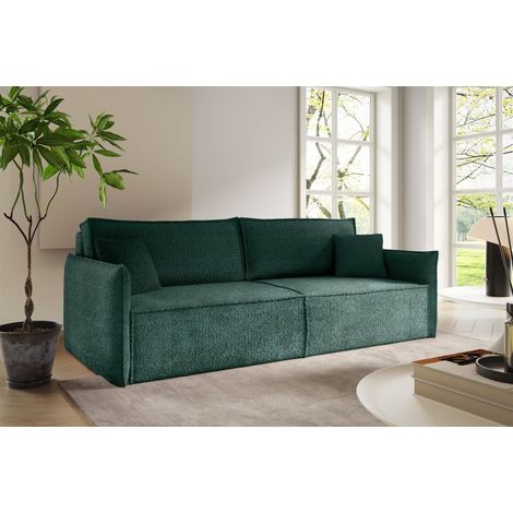 Sofa 3-Sitzer mit Schlaffunktion LAGOS in Stoff Abriamo Dunkelgrün (1/5)