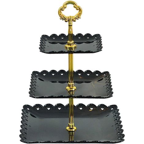 Présentoir à gâteaux, porte-desserts, vaisselle pour la table à manger à la maison ou une fête d'anniversaire-Black (1/2)