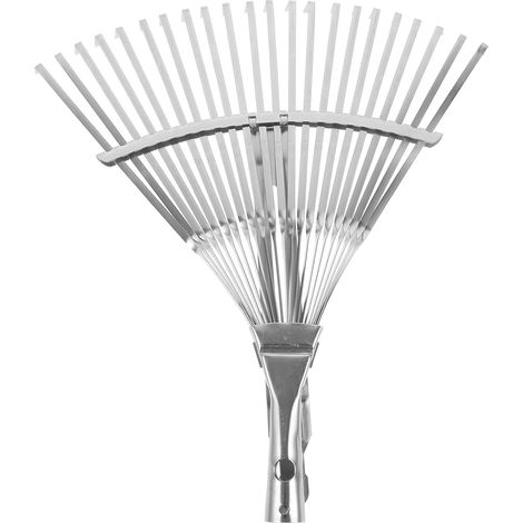 Ancinho De Jardim Em Aço Inoxidável Com Cabo Telescópico E 22 Dentes De Arame Plano Eletrolítico. (1/5)