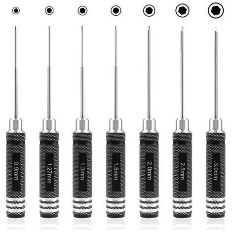 7 Pezzi Cacciavite Esagonali - Kit di Attrezzi per Elicotteri RC (0,9 mm 1,27 mm 1,3 mm 1,5 mm 2,0 mm 2,5 mm 3,0 mm) (1/4)