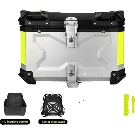 Coffre de moto, étanche, amovible, 65L X Argent (1/2)