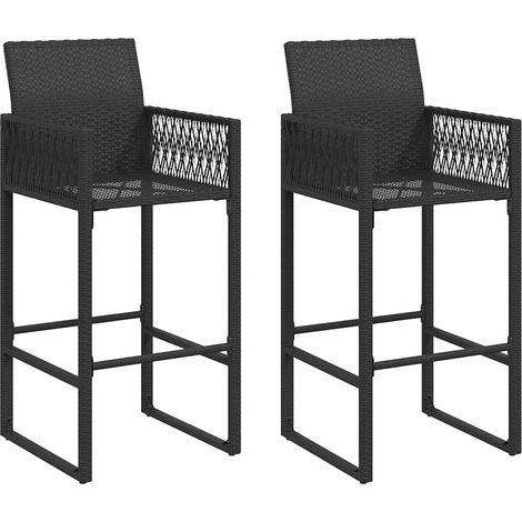 Maison Exclusive - Tabourets de bar de jardin lot de 2 noir résine tressée (1/5)