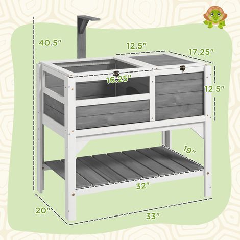 Habitat pour tortue gris clair avec étagère de rangement, protection contre les intempéries, accessoire cadeau pour l'entretien des tortues (1/5)