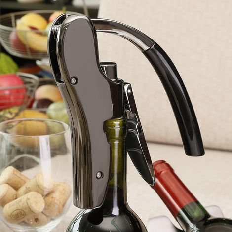 Tire-bouchon, tire-bouchon compact de luxe avec coupe-capsule intégré, ensemble d'accessoires pour le vin avec bec verseur et bouchons, tire-bouchon à levier avec élégant coffret cadeau (1/5)