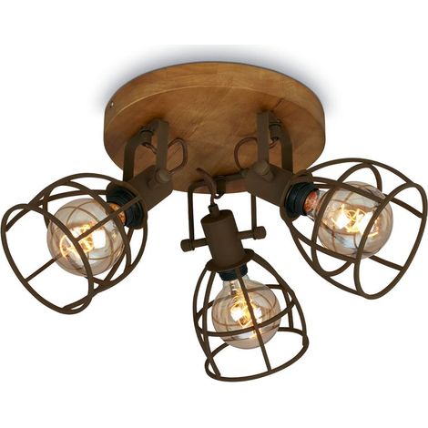 Faretto da soffitto Spot retrò orientabile 3xE27 Ø29cm 25W marrone scuro Briloner (1/5)
