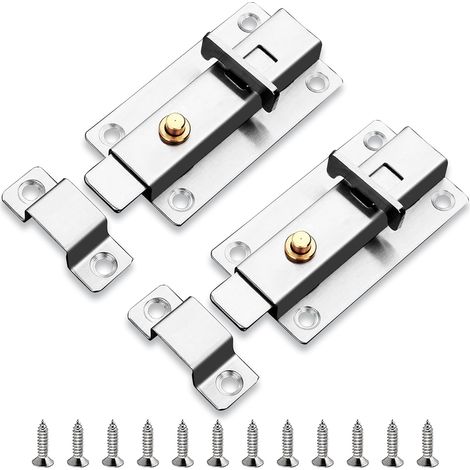 CCYKXA 2-Piece Door Lock Set, Stainless Steel Door Lock, Door Bolts, Spring-Loaded Door Lock, For Fixing All Types of Interior Doors in Bedrooms and Bathrooms (1/5)