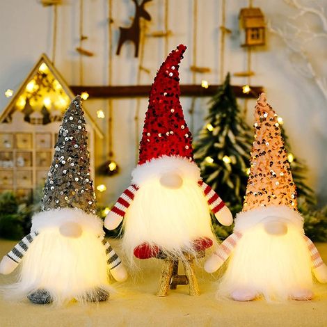 3-teiliges Weihnachtselfen-Set, leuchtender Plüsch-Weihnachtswichtel, batteriebetriebener Weihnachtsbaumschmuck, Weihnachtsmann-Elfen-Heimdekoration, Weihnachtsgeschenk (1/5)