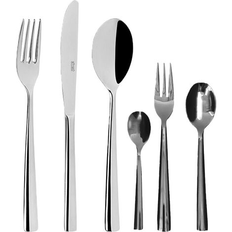 Set 6 Posate tavola forchetta cucchiaio coltello Abert flair acciaio 18/10 servizio completo o sfuse alberghiere bar ristoranti - PEZZI: Set 6 forchettina dolce/frutta