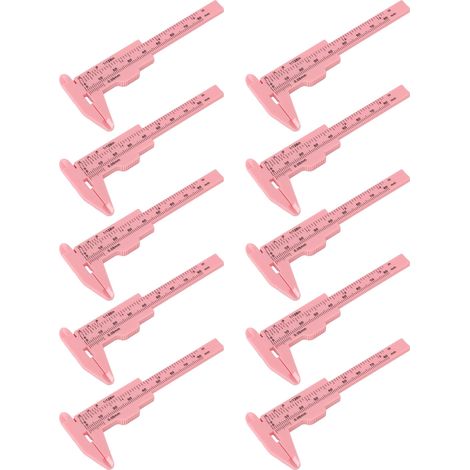 10 règles de mesure pour sourcils de 80 mm, roses, avec double échelle, pied à coulisse et jauge coulissante. (1/5)