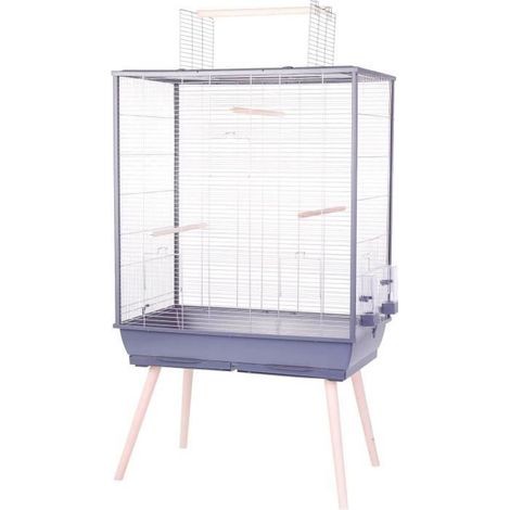 ZOLUX Cage grillagée surélevée pour oiseau Néolife - Pour perruche, calopsitte, canari - 81 x 48 x 152 cm - Néolife - Gris