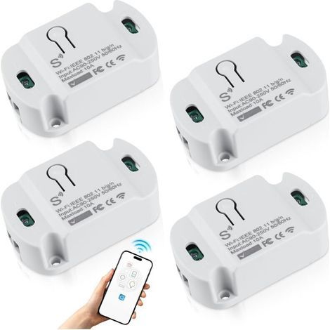 4-teiliges 10-A-WLAN-Schaltermodul: Tuya Smart Life WLAN-Schalter, DIY-Unterputz-Assistent, kompatibel mit Alexa und Google Assistant (1/5)