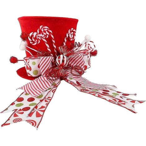 Décoration de sapin de Noël avec étoile et chapeau de Noël pour une ambiance festive de Noël (1/5)