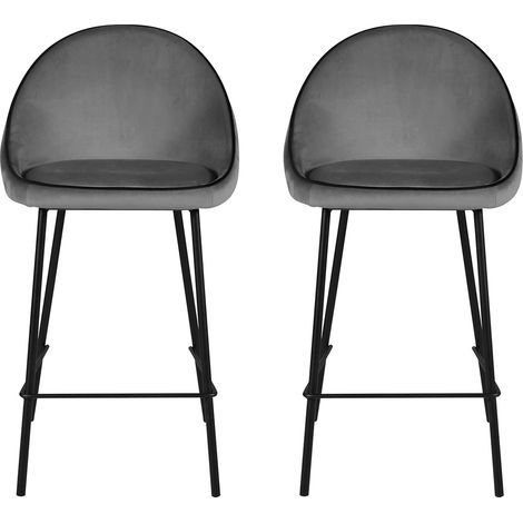 Lot de 2 chaises de bar H65 cm en tissu anthracite - ABAYA