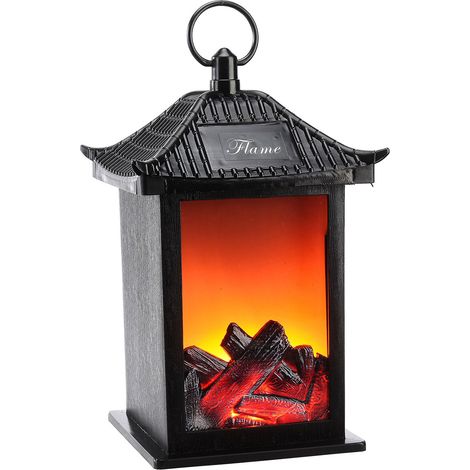 Lanterne décorative de cheminée réaliste avec effet flamme, petit format, idéale comme cadeau pour les fêtes. (1/5)