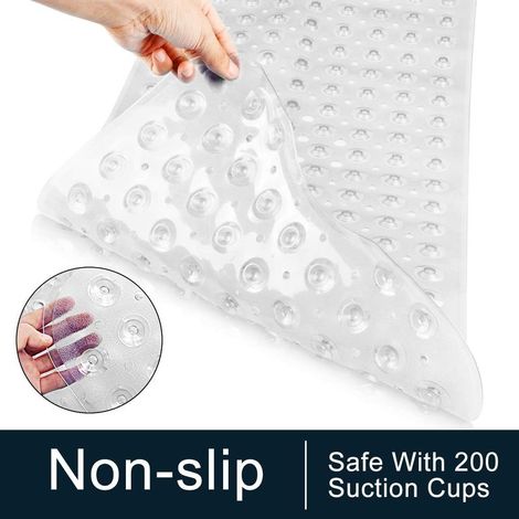 Tapis de baignoire antidérapant 100 cm x 40 cm – 200 ventouses – Lavable en machine – Antimicrobien – Vinyle haute qualité – (1/5)