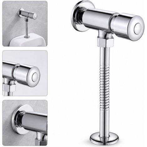 1 Pièce Robinet de Chasse-WC en Alliage de Zinc, 15×8.3 cm, Pression 6 Secondes, Urinoir (1/5)