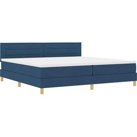 Lit à ressorts avec coussin Bleu 200 x 200 cm tissu vidaXL (1/5)