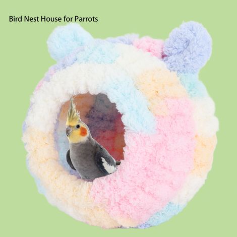 Nid pour Oiseaux - Velours Doux Naturel Confortable Facile à Installer Décoratif Coloré pour Perruches et Petits Oiseaux (1/4)