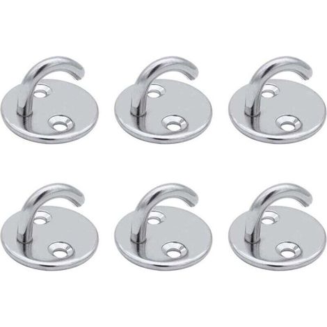 6 Pièces Crochet de Plafond M5 Crochet Ouverts Rend Ancre de Plaque Œil Acier Inoxydable Crochet de œil Plaque pour Suspendre Plante Ventilateur de Plafond Moustiquaire Une Lanterne (1/4)
